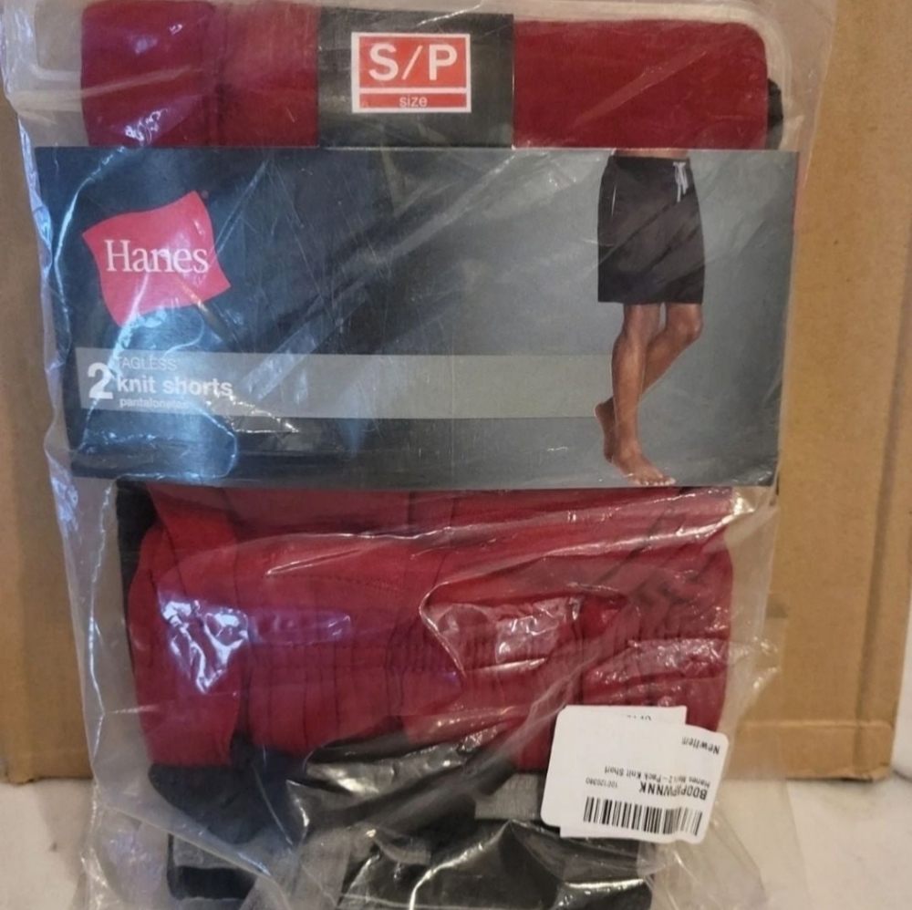 Hanes Men's 2-Pack Knit Short Black and Red